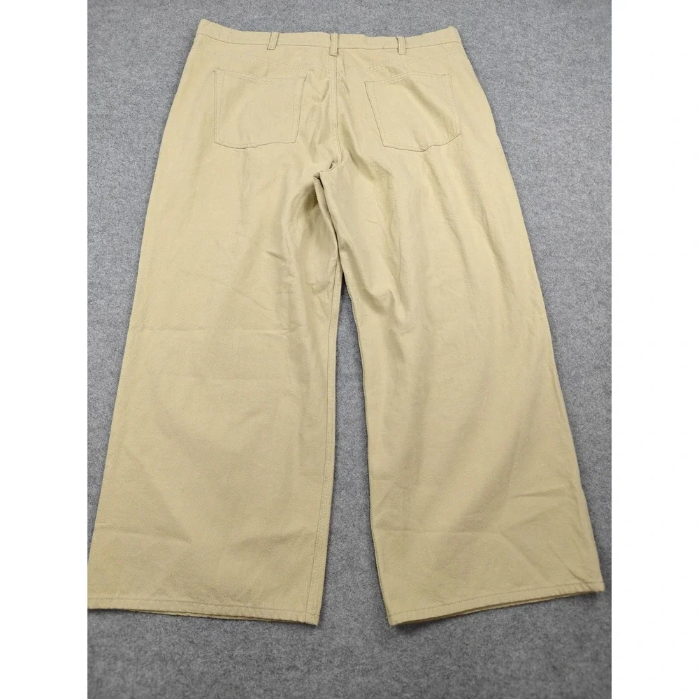 Roucha Pants Mens 42x29 Beige Wide Leg‎ Pleated Khaki Denim Relaxed Fit Casual
